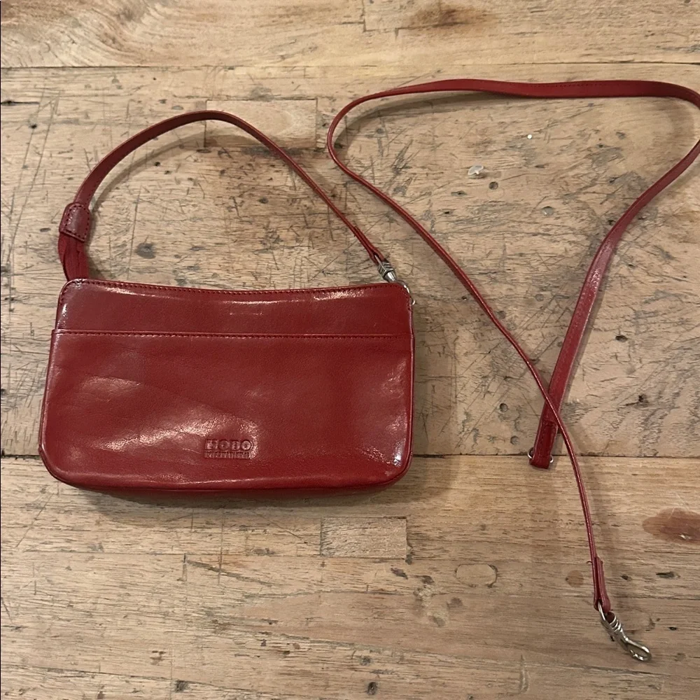 HOBO International Red Leather Crossbody Wallet Organizer Bag